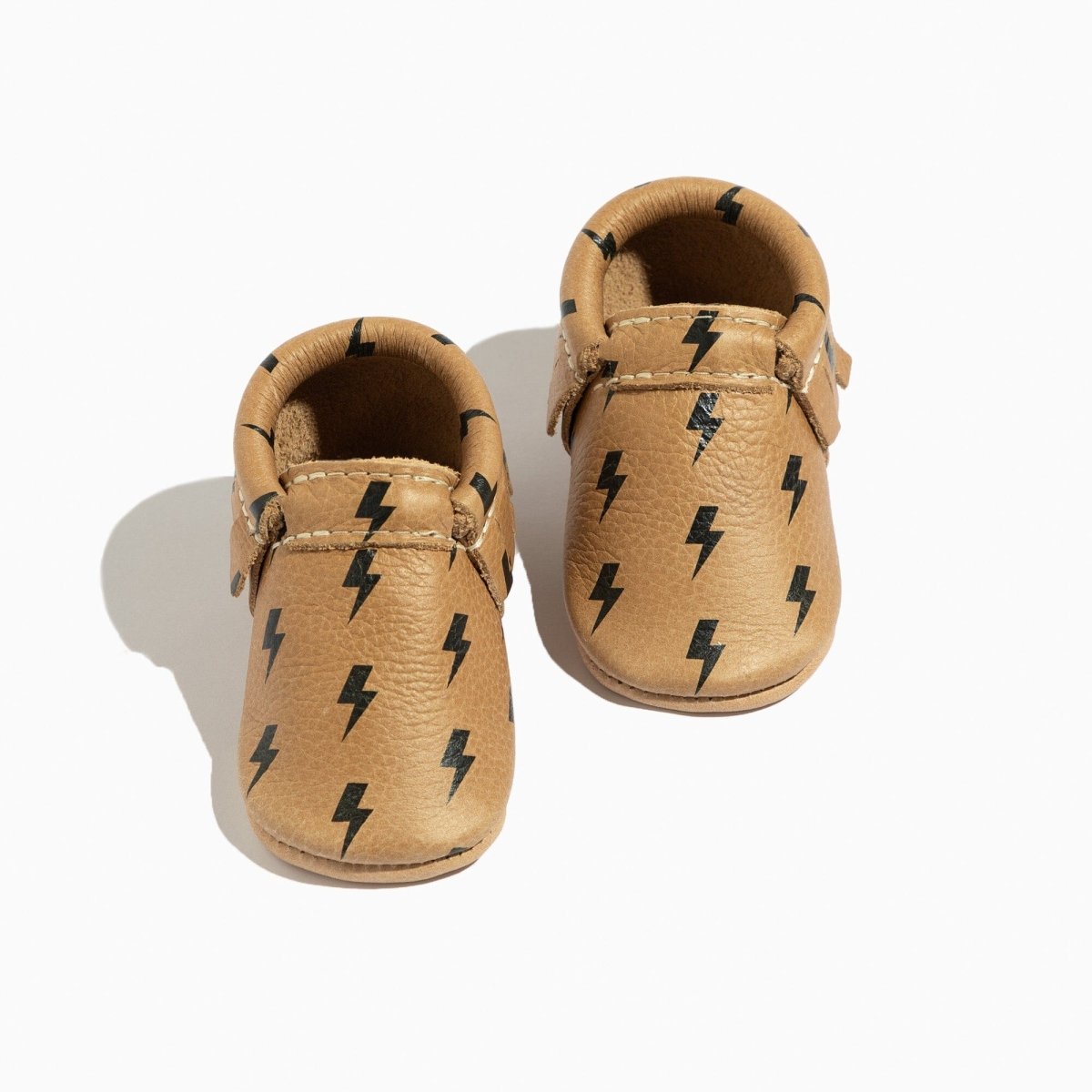 Weathered Brown Lightning Moccasin Baby Shoe Moccasin by Freshly Picked – Don't Panic Shoes