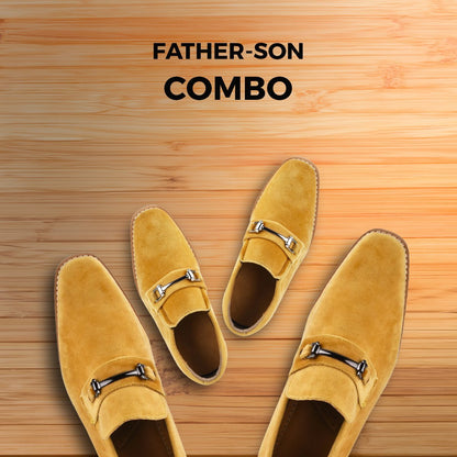 Welkar And Rachal Father Son Yellow Combination Shoes Loafers by Libertyzeno – Don't Panic Shoes