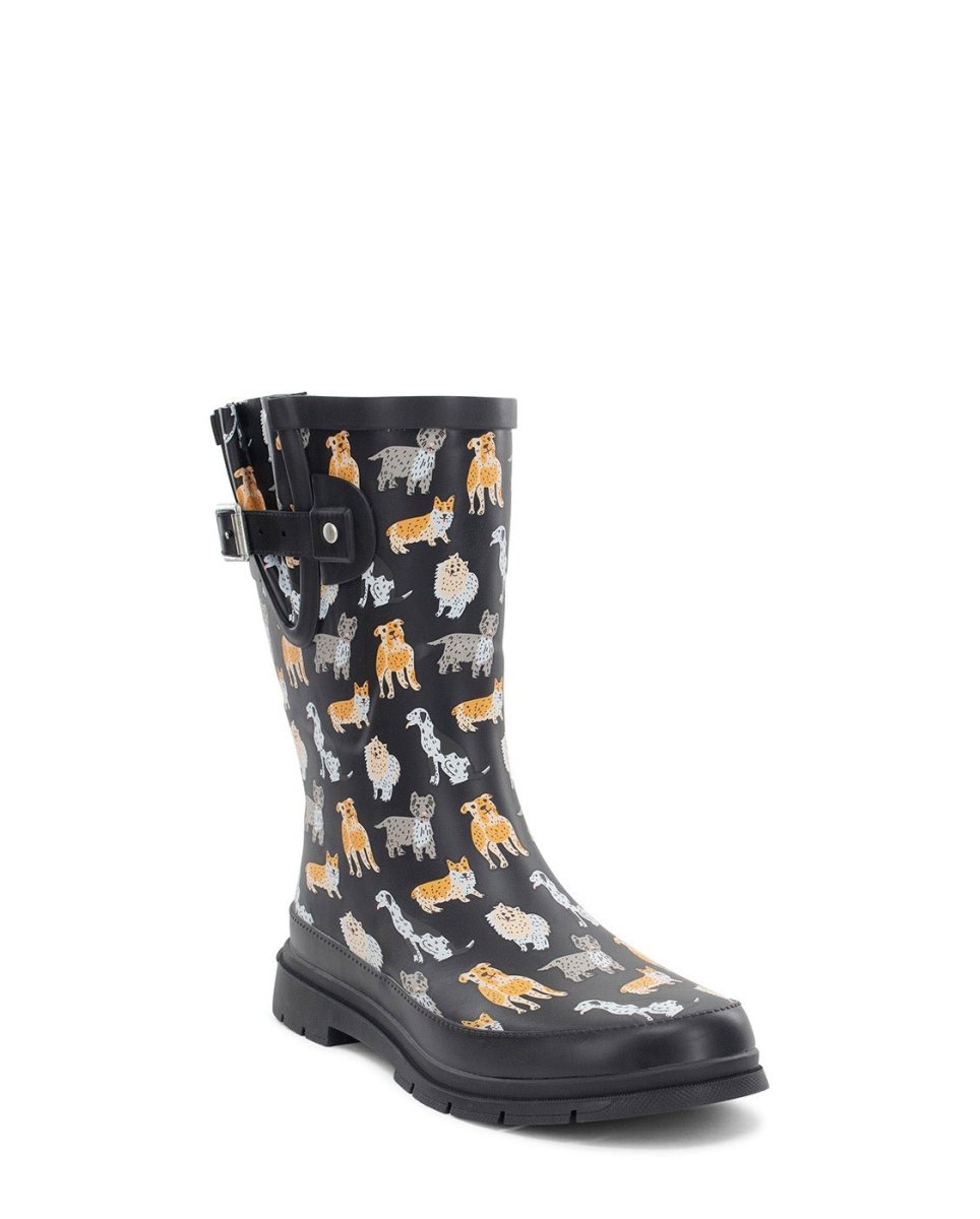 WeStern Chief Dog Pack Mid Women’s Black Rubber Rain Boot Rain Boots by Western Chief Women's – Don't Panic Shoes