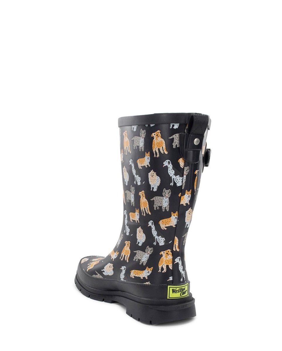 WeStern Chief Dog Pack Mid Women’s Black Rubber Rain Boot Rain Boots by Western Chief Women's – Don't Panic Shoes