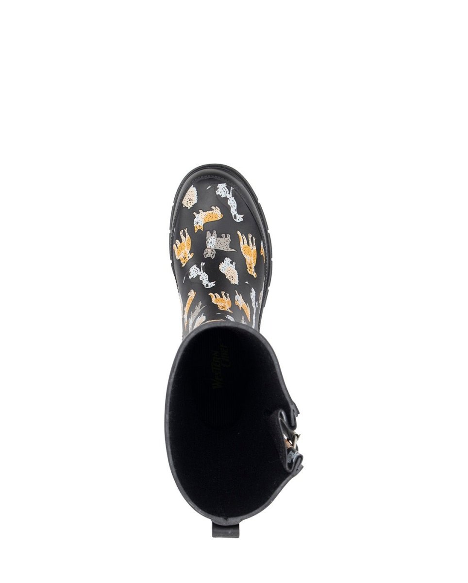 WeStern Chief Dog Pack Mid Women’s Black Rubber Rain Boot Rain Boots by Western Chief Women's – Don't Panic Shoes