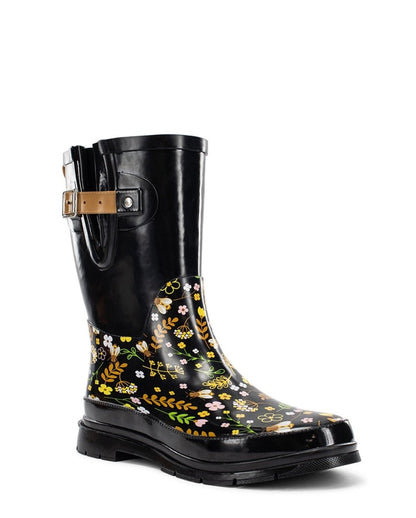 WeStern Chief Sweet Bees Mid Rain Boot Women’s Black Rubber Rain Boots by Western Chief Women's Sale – Don't Panic Shoes