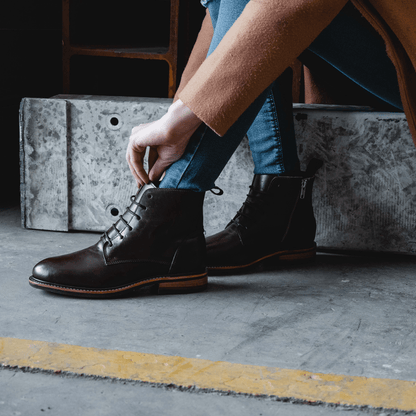 Women Steel Toe Boot Elise Brown Lace - up by Proxon Premium Workwear – Don't Panic Shoes