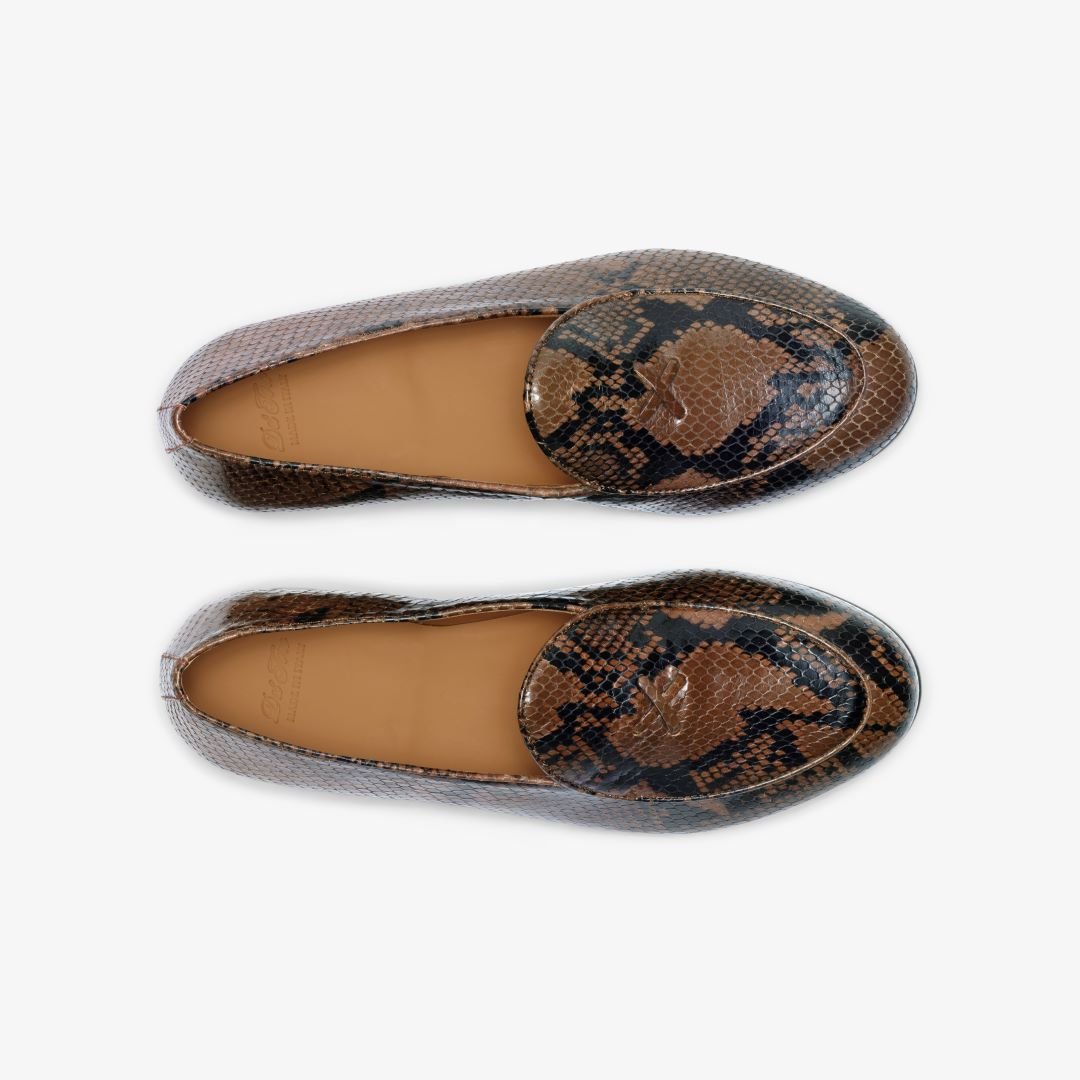 Women's Brown Snakeskin Milano Loafer Women's Footwear by Del Toro Shoes – Don't Panic Shoes