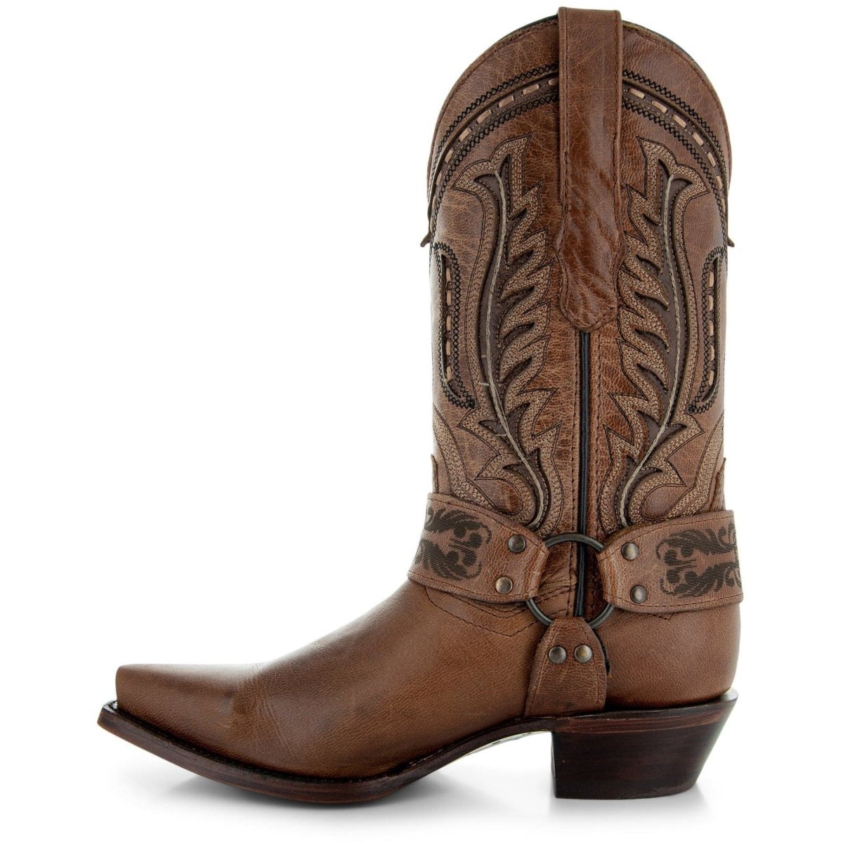 Women's Harness Boots | Brown Leather Harness Boots (M50039) Cowgirl Boots by Soto Boots – Don't Panic Shoes