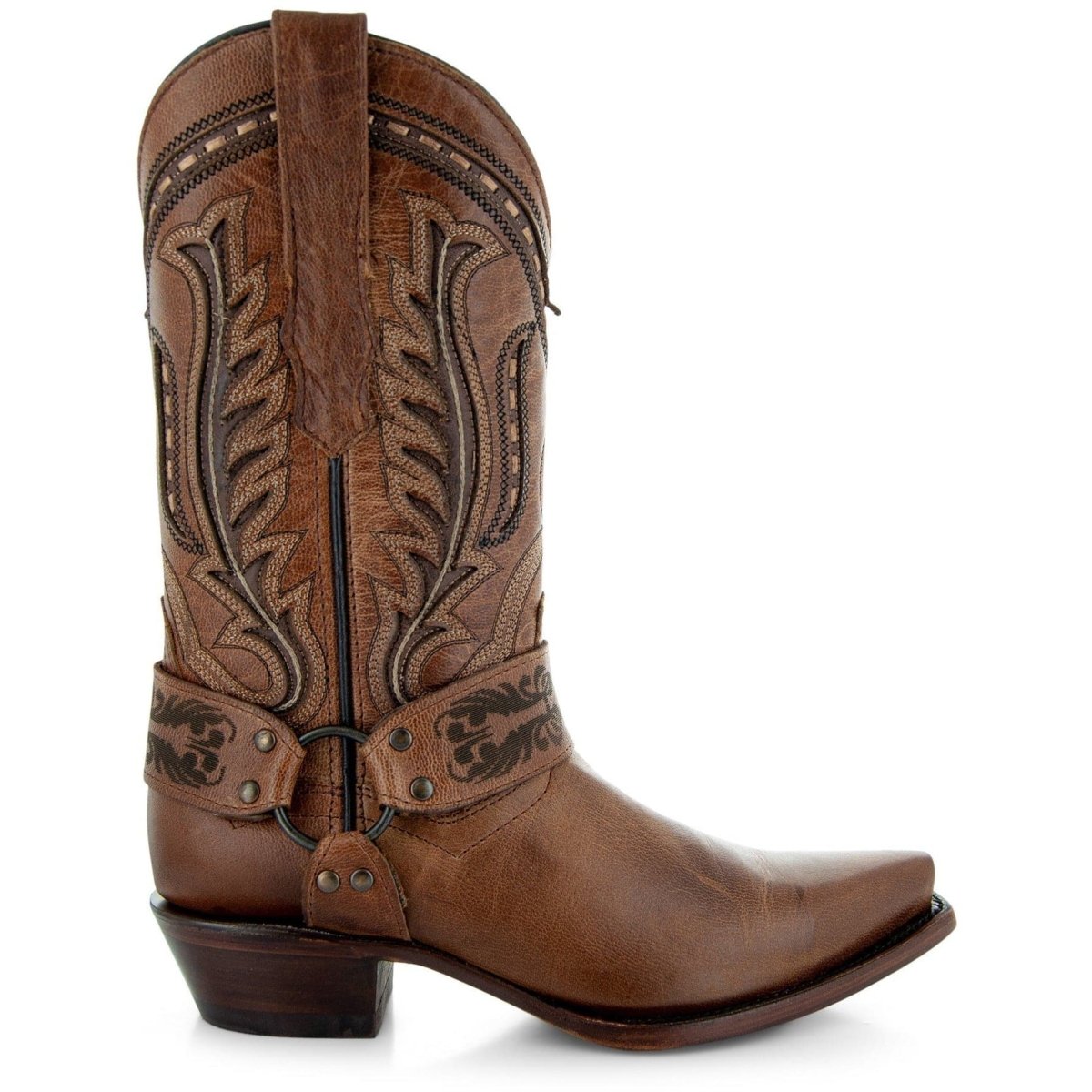 Women's Harness Boots | Brown Leather Harness Boots (M50039) Cowgirl Boots by Soto Boots – Don't Panic Shoes