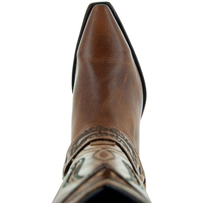 Women's Harness Boots | Brown Leather Harness Boots (M50039) Cowgirl Boots by Soto Boots – Don't Panic Shoes