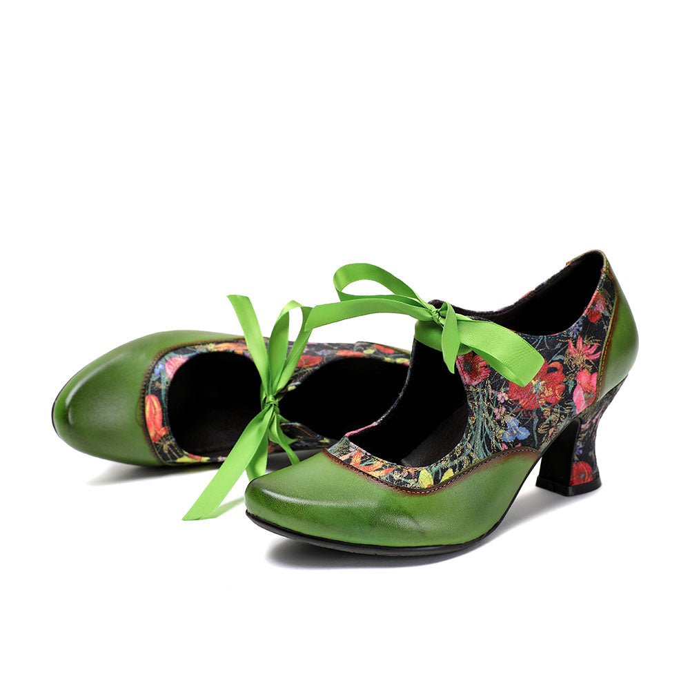 Women's Pumps Mary Jane Handmade Shoes Vintage Shoes Party Outdoor Daily Elegant Bohemia Heels Heels by Colorstepshoes – Don't Panic Shoes