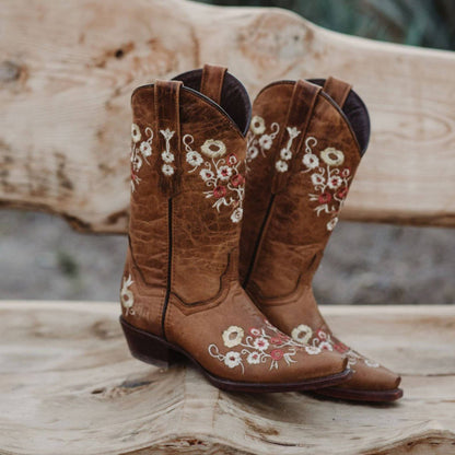 Women's Snipped Toe Western Boots | Floral Showstopper Cowgirl Boots (M50044) Cowboy Boots by Soto Boots – Don't Panic Shoes