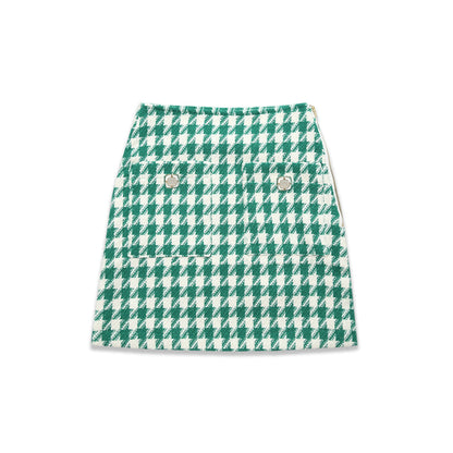 Lauren Houndstooth Skirt Women's Fabric With Big Pockets