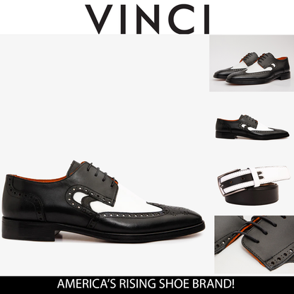 The Neiva Black & White Wingtip Semi Brogue Derby Men Shoe