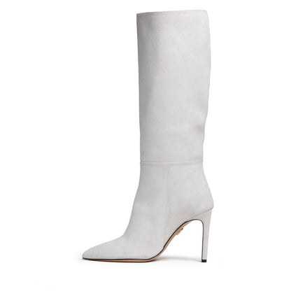 Yara Suede Stiletto Knee High Boot Almond Toe 4 Inch Boots by Beautiisoles – Don't Panic Shoes