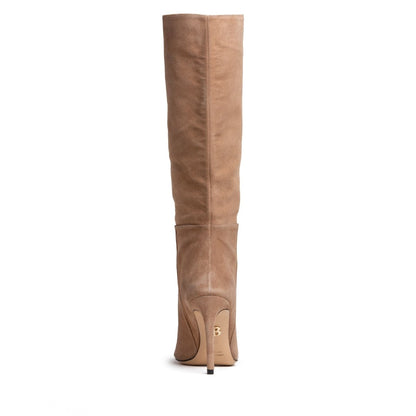 Yara Women's Suede Knee High Almond Toe Stiletto 4 Inch Heel Boots by Beautiisoles – Don't Panic Shoes