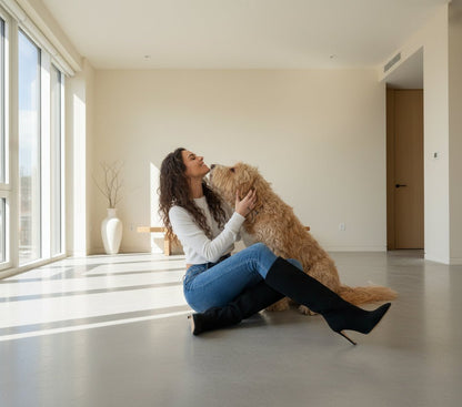 Yara Women’S Suede Knee High Stiletto Boot Leather Sole Boots by Beautiisoles – Don't Panic Shoes