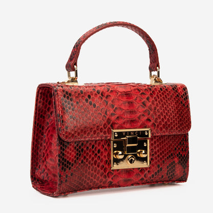 The Queen Red Pythn Leather Handbag