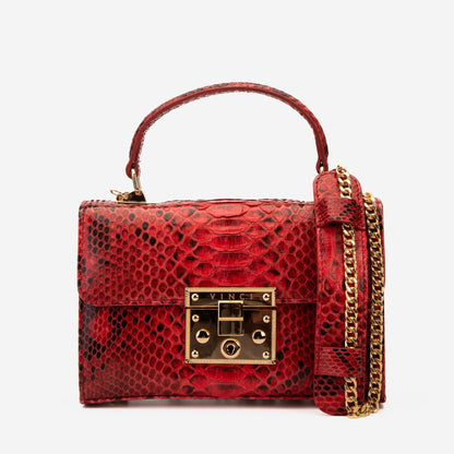 The Queen Red Pythn Leather Handbag