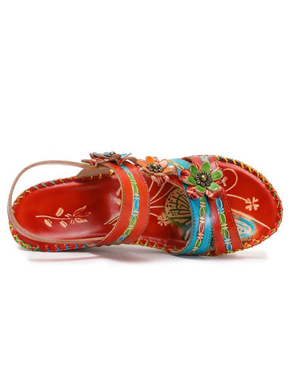 Zaria Flowers Embossing Sandals Sandals by Colorstepshoes – Don't Panic Shoes