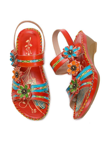 Zaria Flowers Embossing Sandals Sandals by Colorstepshoes – Don't Panic Shoes