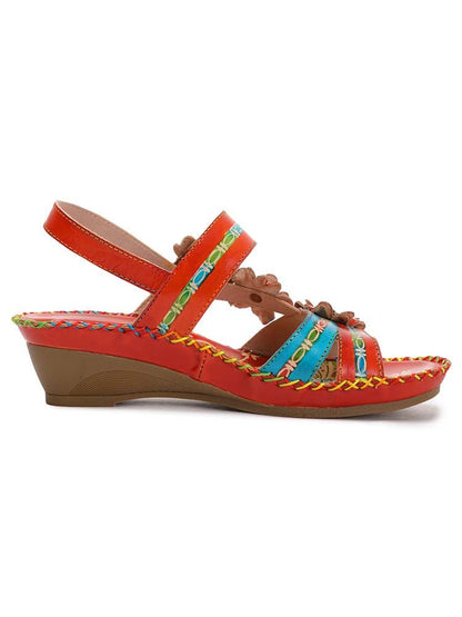 Zaria Flowers Embossing Sandals Sandals by Colorstepshoes – Don't Panic Shoes