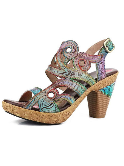 Zendaya Hand - Painted Genuine Leather Sandals Sandals by Colorstepshoes – Don't Panic Shoes