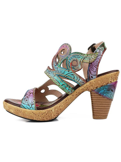 Zendaya Hand - Painted Genuine Leather Sandals Sandals by Colorstepshoes – Don't Panic Shoes
