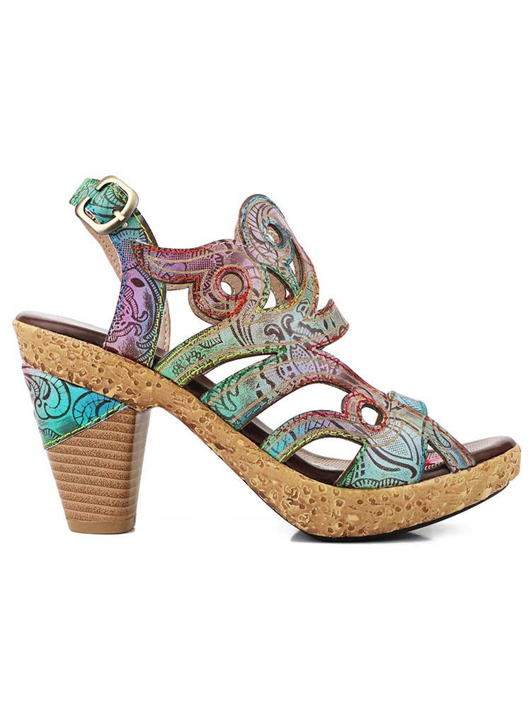 Zendaya Hand - Painted Genuine Leather Sandals Sandals by Colorstepshoes – Don't Panic Shoes