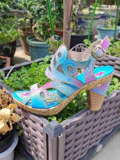 Zendaya Hand - Painted Genuine Leather Sandals Sandals by Colorstepshoes – Don't Panic Shoes