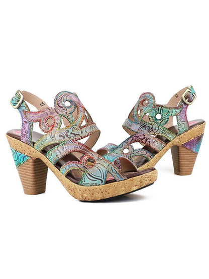 Zendaya Hand - Painted Genuine Leather Sandals Sandals by Colorstepshoes – Don't Panic Shoes