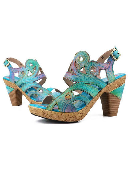 Zendaya Hand - Painted Genuine Leather Sandals Sandals by Colorstepshoes – Don't Panic Shoes