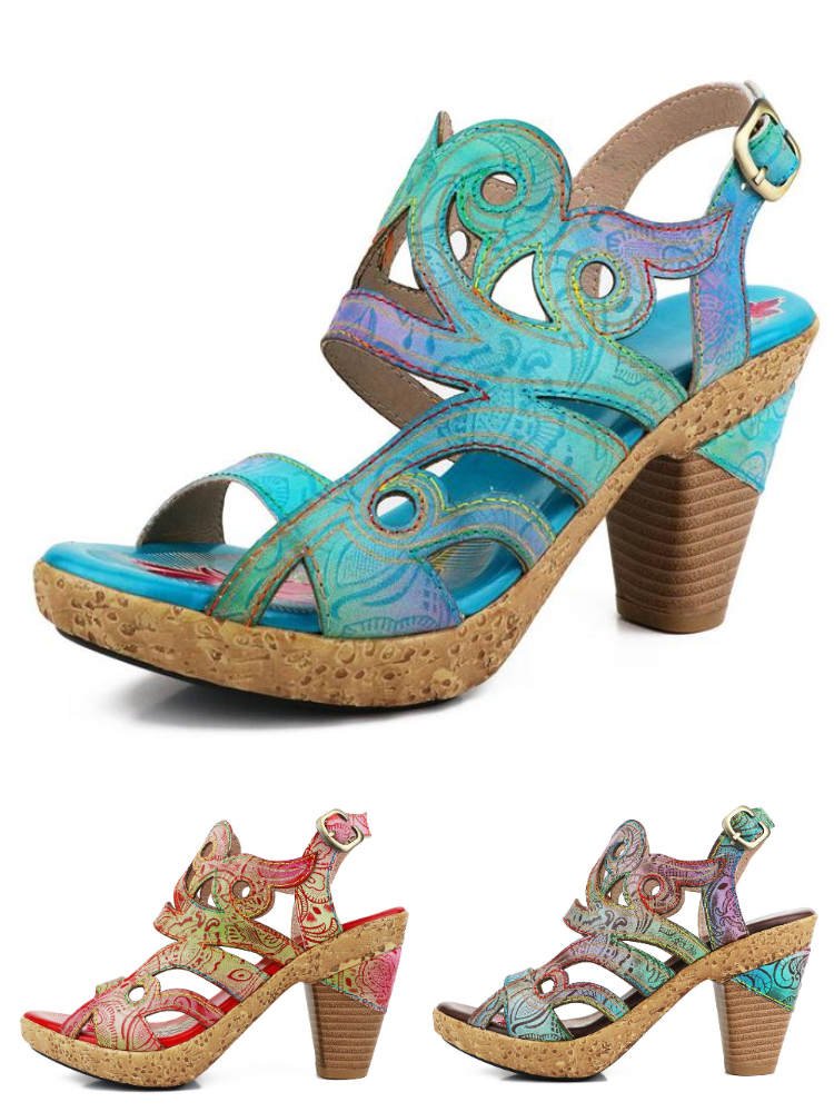 Zendaya Hand - Painted Genuine Leather Sandals Sandals by Colorstepshoes – Don't Panic Shoes