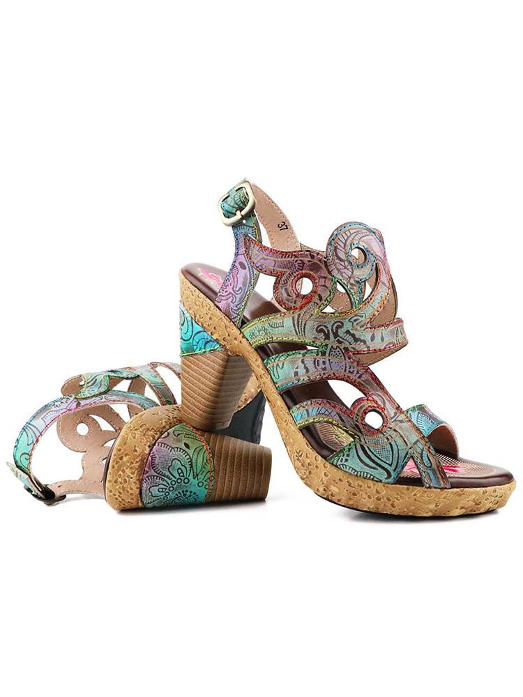 Zendaya Hand - Painted Genuine Leather Sandals Sandals by Colorstepshoes – Don't Panic Shoes