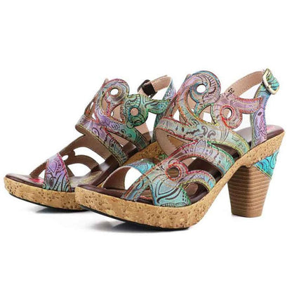Zendaya Hand - Painted Genuine Leather Sandals Sandals by Colorstepshoes – Don't Panic Shoes