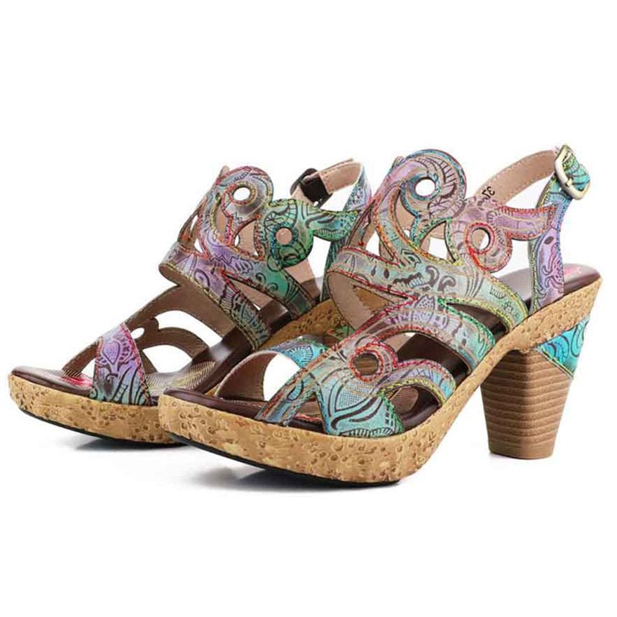 Zendaya Hand - Painted Genuine Leather Sandals Sandals by Colorstepshoes – Don't Panic Shoes