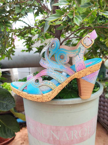 Zendaya Hand - Painted Genuine Leather Sandals Sandals by Colorstepshoes – Don't Panic Shoes
