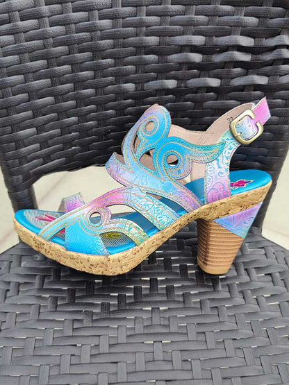 Zendaya Hand - Painted Genuine Leather Sandals Sandals by Colorstepshoes – Don't Panic Shoes