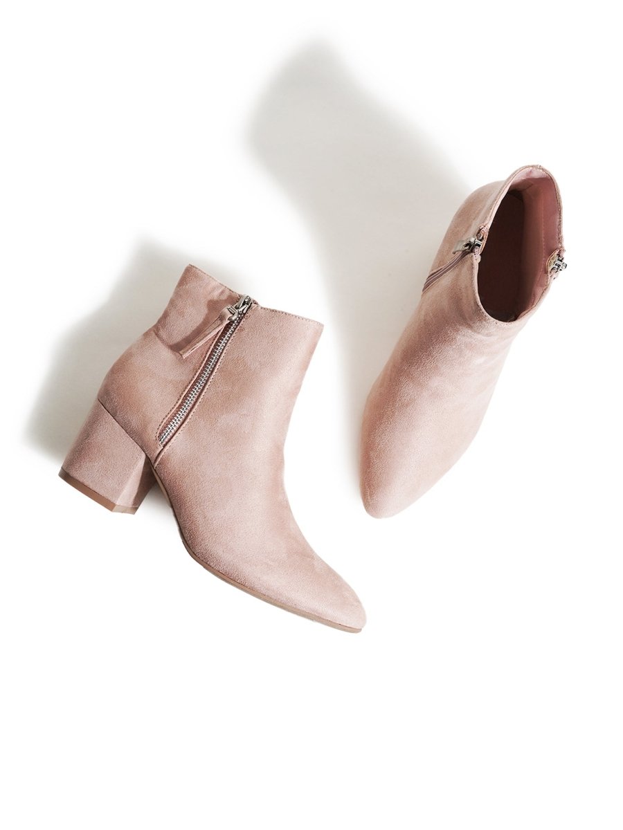 Zuma | Blush Suede Booties by J.Adams – Don't Panic Shoes