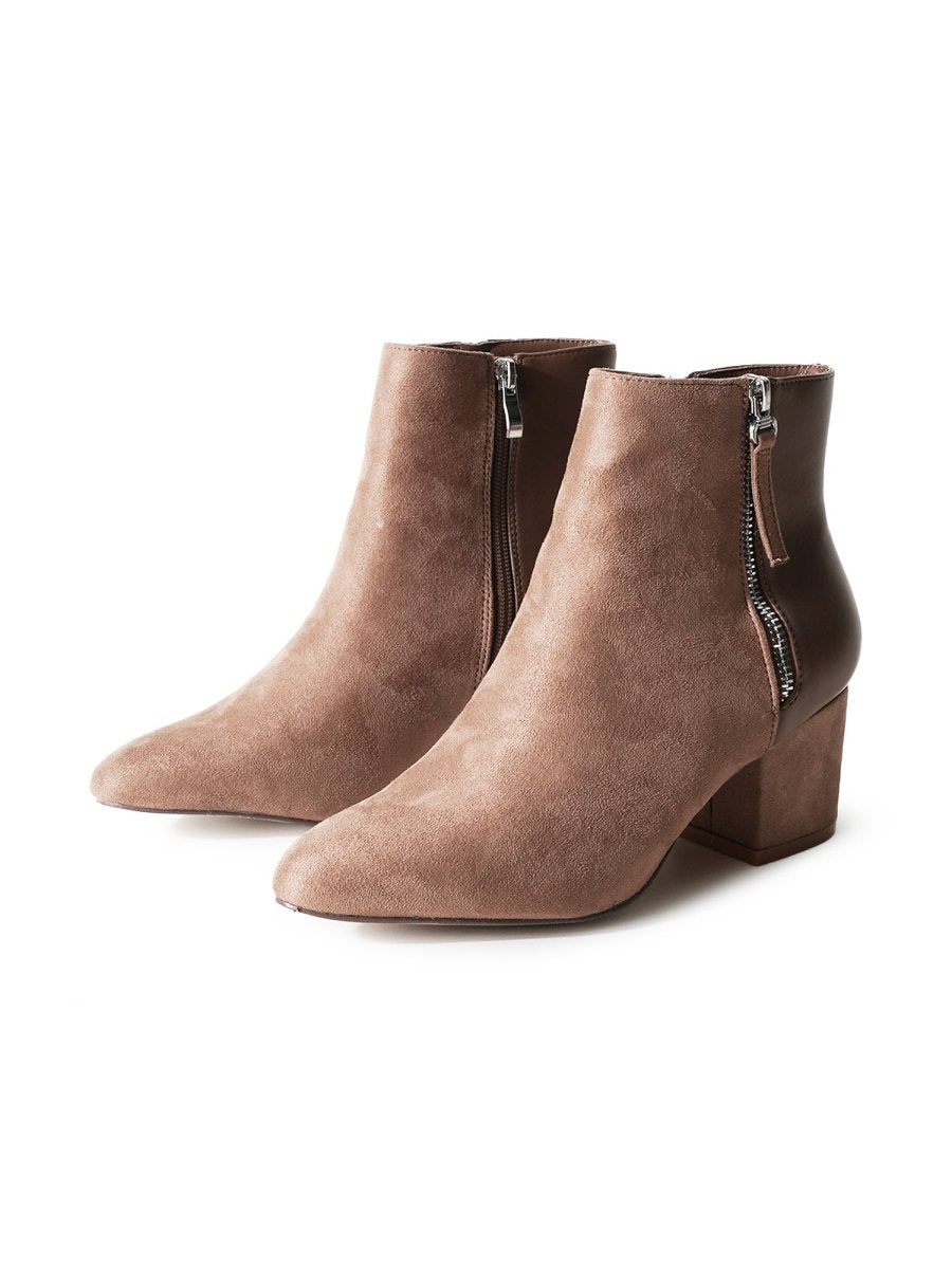 Zuma | Taupe Suede Booties by J.Adams – Don't Panic Shoes