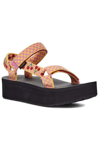 Thumbnail for Stylish and comfortable picnic cherries and rosebloom flatform sandals