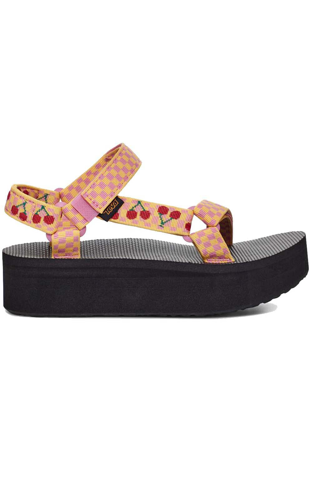Pair of Teva Universal Flatform Sandals in Picnic Cherries and Rosebloom 1008844, the perfect summertime footwear for outdoor adventures and casual outings