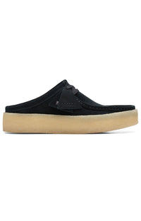 Thumbnail for Clarks Originals Wallabee Cup Low Men's Black Suede 26167285 shoes on display in a modern urban setting
