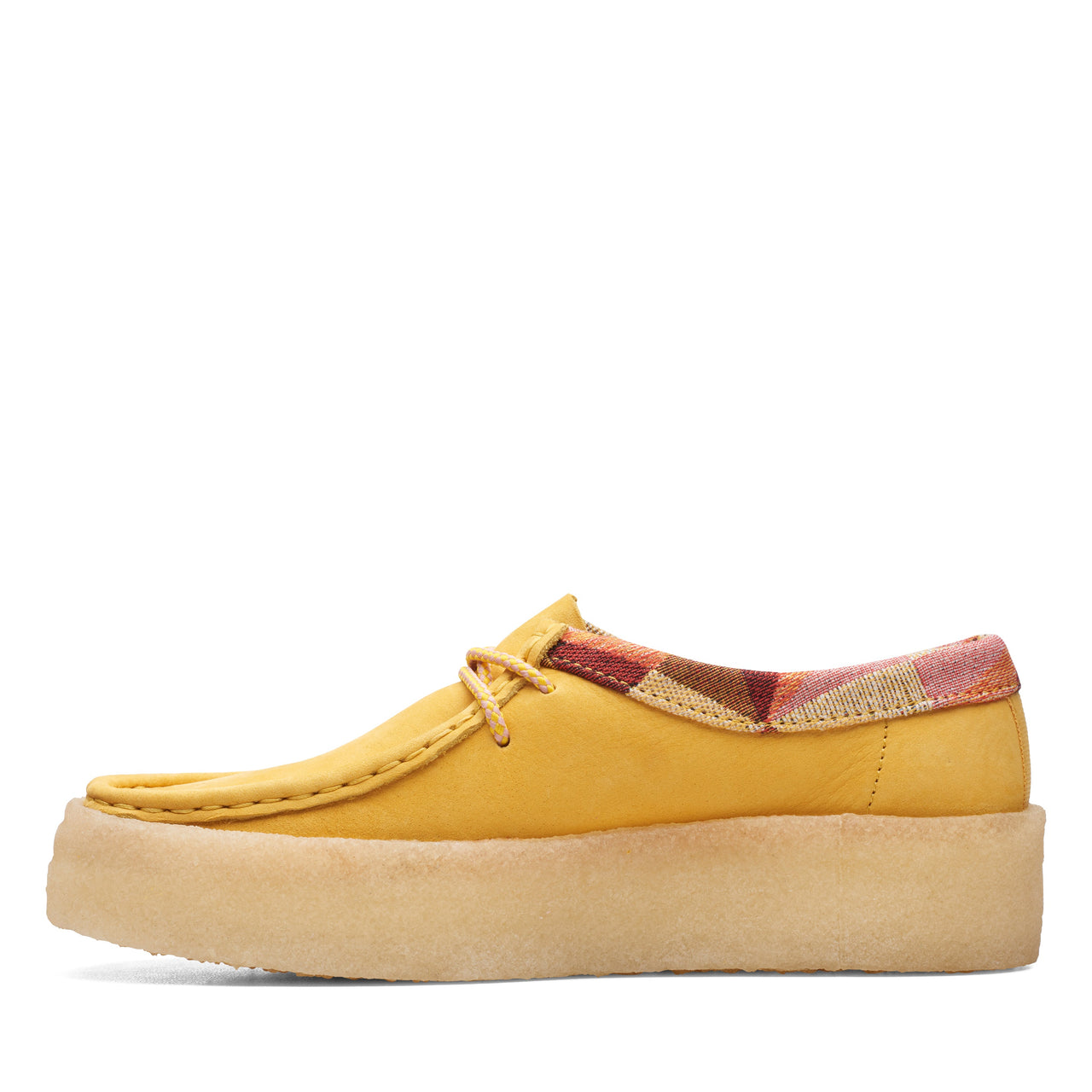  Clarks Women Wallabee Cup Shoes in yellow nubuck from top view 