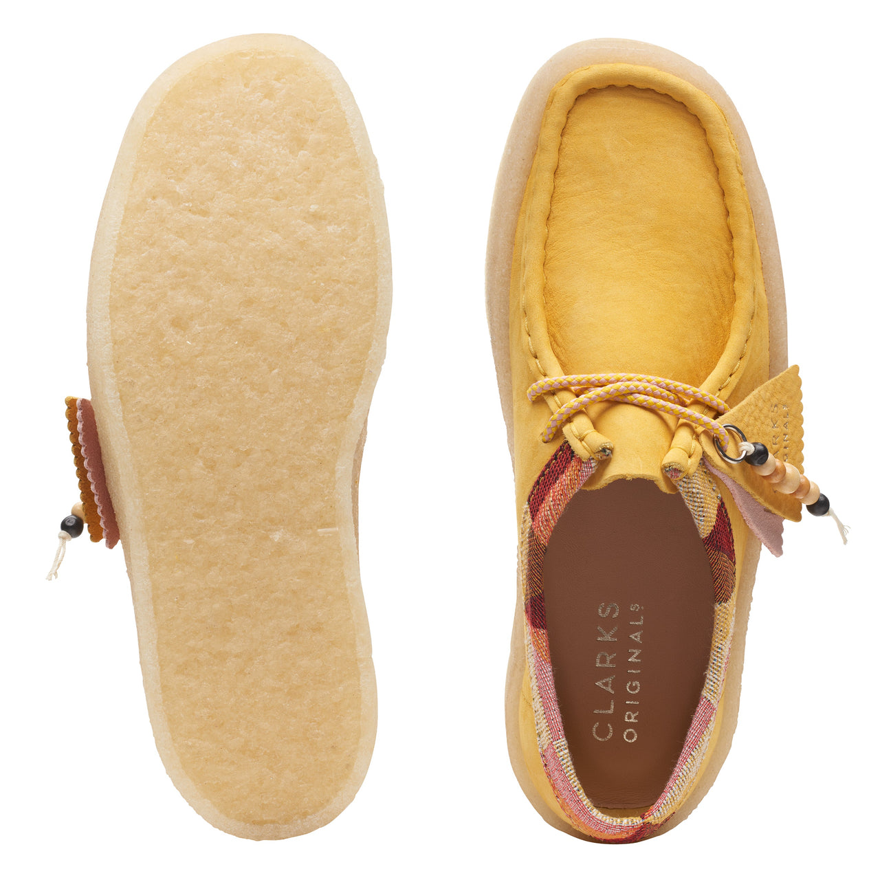  Elegant and practical Clarks Women Wallabee Cup Shoes in yellow nubuck for everyday wear