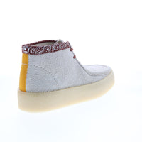 Thumbnail for Clarks Wallabee Cup Boot 26167977 Mens White Suede Lace Up Chukkas Boots
