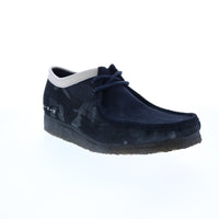 Thumbnail for Clarks Wallabee Shashiko 26168843 Mens Blue Canvas Lace Up Chukkas Boots
