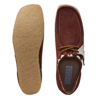 Thumbnail for Clarks Wallabee 26168847 Mens Red Suede Oxfords & Lace Ups Casual Shoes, stylish and comfortable footwear for men in vibrant red suede material