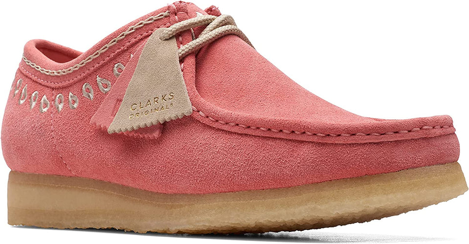 Clarks Originals Wallabee Low Men s Pink Embroidery Suede Don t Panic Shoes