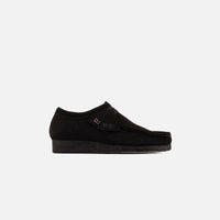 Thumbnail for Clarks Originals Women's Wallabee Low Black Suede 26155522 shoe on white background
