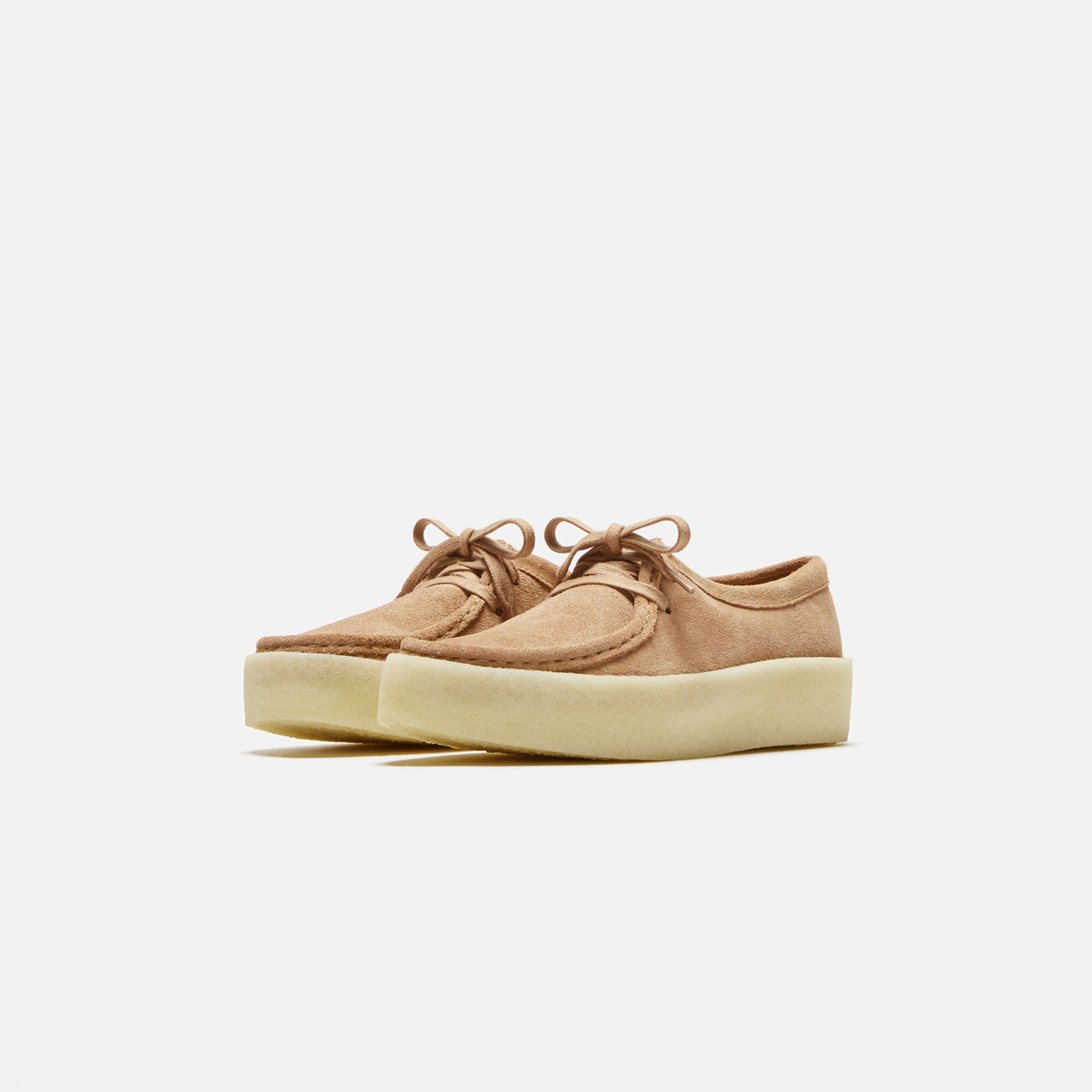 Stylish Clarks Originals Wallabee Cup Women's Warm Beige Suede 261732524 shoes on display