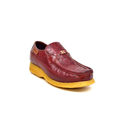 British Walkers Power 2 Men's Burgundy Ostrich Leather Custom Crepe Sole Shoes Shoes by British Walkers – Don't Panic Shoes