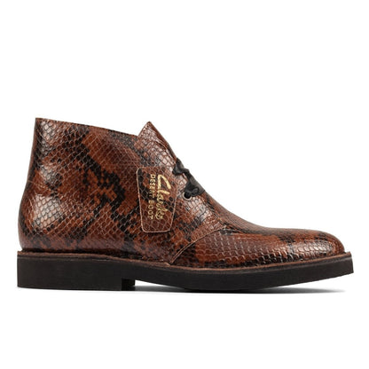 Clarks Originals Desert Boots Women's Dark Tan Snake Leather 26155674 Boots by Clarks Originals – Don't Panic Shoes